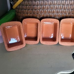 Vtg Nature's Oven Bread Baker Loaf Pans x4 Romertopf by Deco